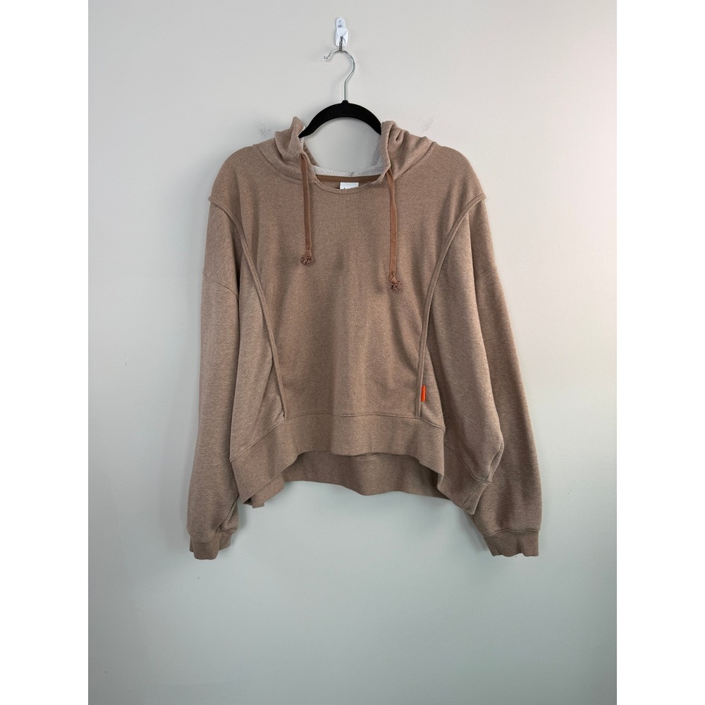 Nike Hoodie Women 3X Tan Ribbed Fleece Pullover Relaxed Fit Drop Shoulder